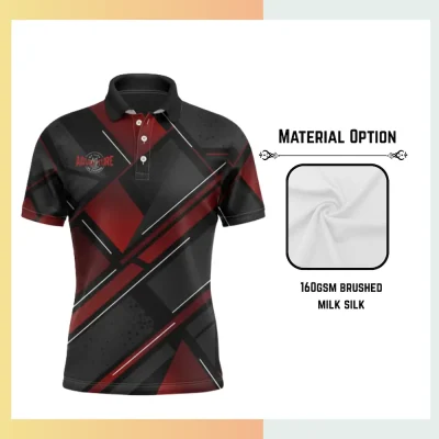 Custom full sublimation short sleeve polo for men women and kids on 160gsm brushed milk silk 95 poly 5 spandex fabric with vibrant all-over geometric pattern