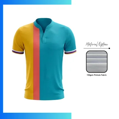 Custom Collarless Buttonless Pinhole Short Sleeve Polo Shirt – Full Sublimation Lightweight Performance Teamwear 150gsm