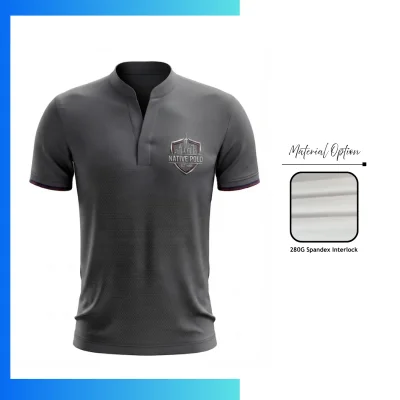 Custom Heavyweight Collarless Buttonless Interlock Short Sleeve Polo Shirt – Full Sublimation Premium Teamwear 280gsm