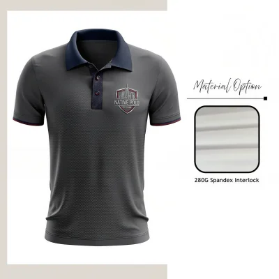 Custom Heavyweight Collarless Buttonless Interlock Short Sleeve Polo Shirt – Full Sublimation Premium Teamwear 280gsm