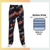 Custom full sublimation printed 180gsm cotton-feel long pants for unisex and kids laid flat, showcasing vibrant design on soft stretch fabric with elastic waistband, drawcord, and side pockets.