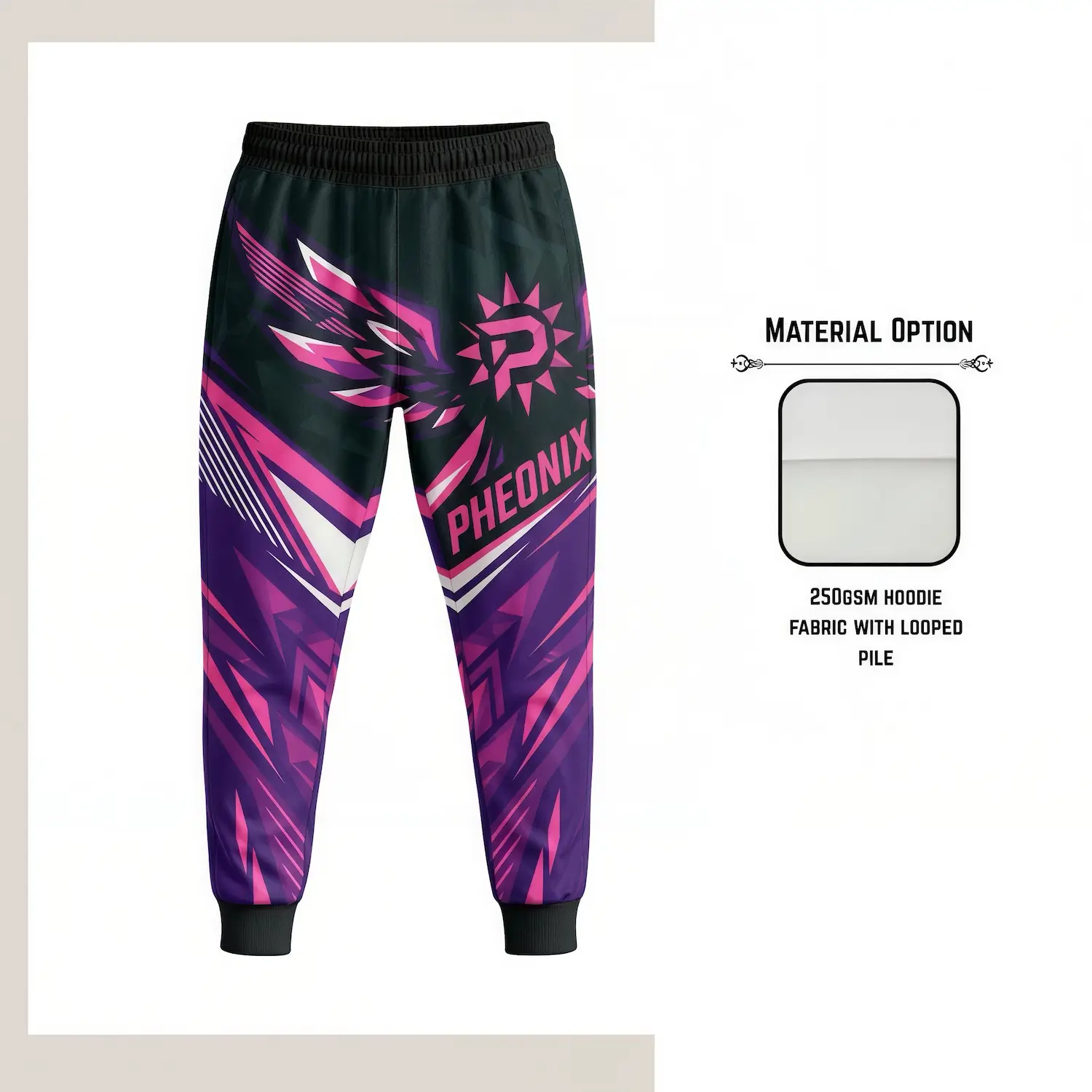 Custom 250G Lightweight Sweatpants – Full Sublimation Unisex & Kids Loop Pile Joggers