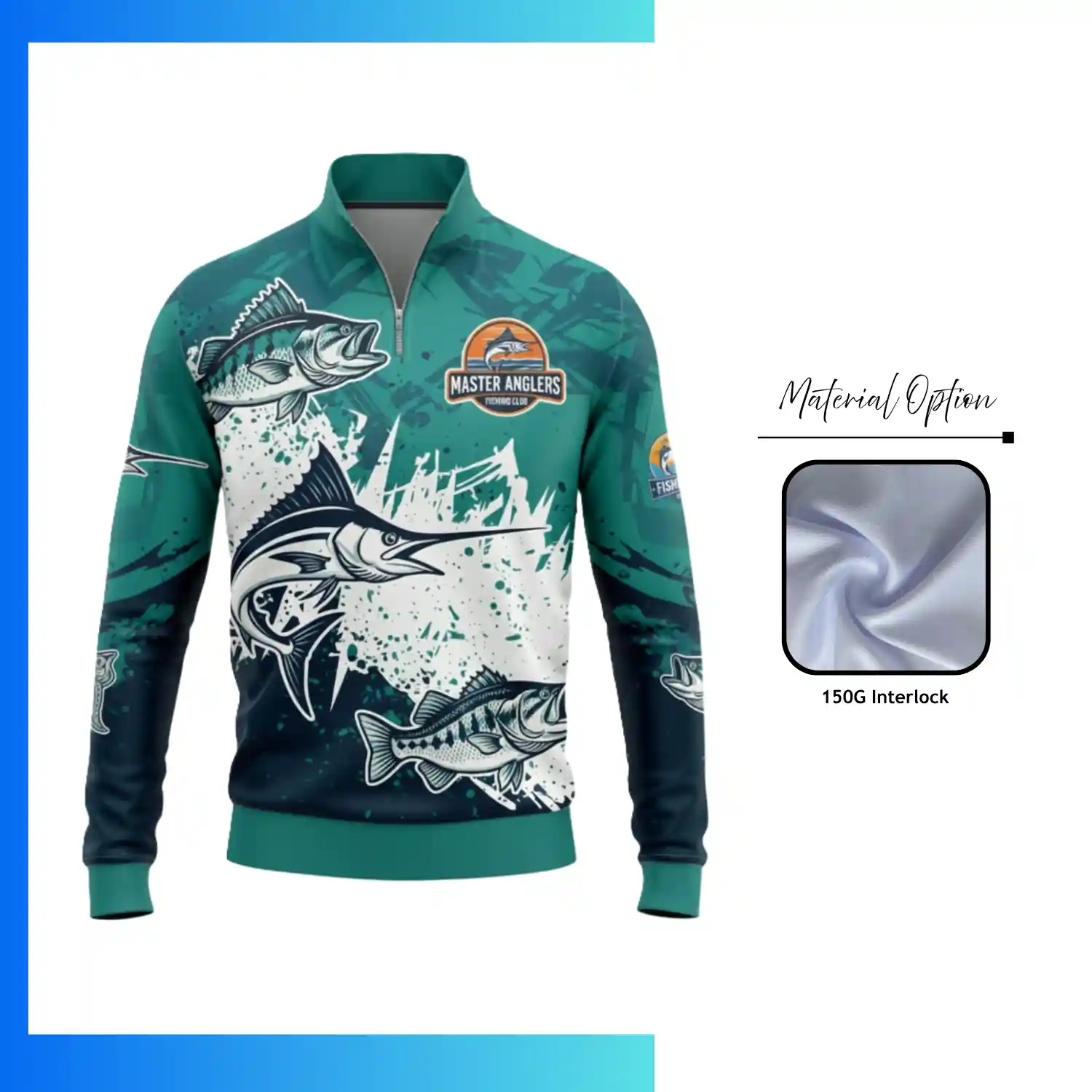 150GSM Interlock Quarter Zip Pullover – Custom Sublimated Lightweight Team & Family Sportswear