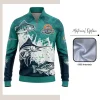 Custom full sublimation printed quarter zip pullover for men, women and kids laid flat, showcasing vibrant design with quarter-zip front