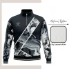 Custom full sublimation printed solarprotec UPF50+ quarter zip pullover for men, women and kids laid flat, showcasing vibrant design on sun-protective fabric with quarter-zip front