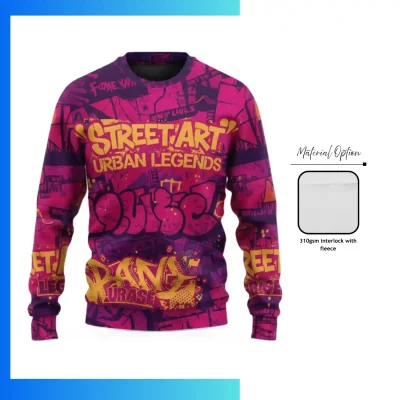 310G Fleece-Lined Crew Sweatshirt | Custom Sublimation Unisex & Kids Thermal Performance Pullover