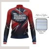 Custom full sublimation printed pique quarter zip long sleeve pullover laid flat, showcasing vibrant all-over design with textured fabric and contrast zipper.