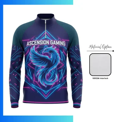 180G Interlock Quarter Zip Pullover Custom Sublimated Long Sleeve Team Jacket β Unisex & Women's Sizes