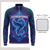 Custom full sublimation printed interlock quarter zip long sleeve pullover laid flat, showcasing vibrant all-over design with contrast zipper.