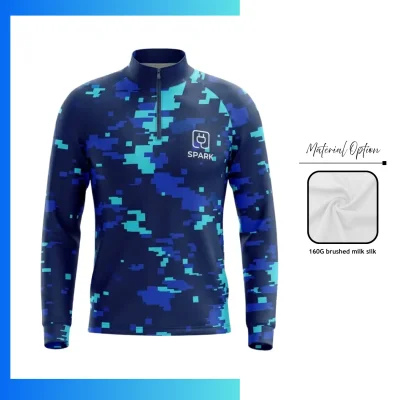 160G Brushed Milk Silk Quarter Zip Pullover Custom Sublimated Long Sleeve Teamwear Jacket