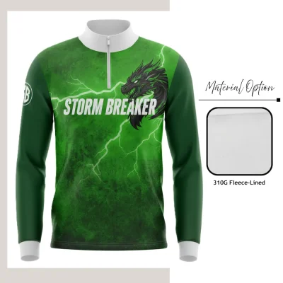 Custom full sublimation printed fleece-lined quarter zip sweatshirt laid flat, showcasing vibrant all-over design with contrast zipper