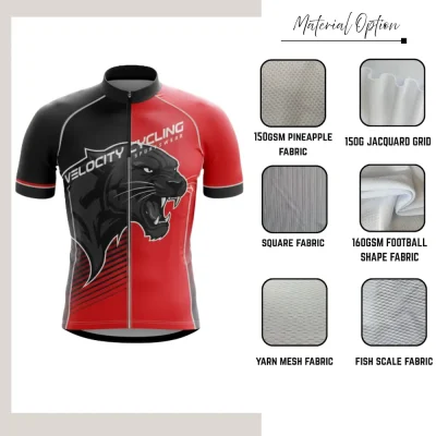Custom full sublimation printed full-zip short sleeve cycling jersey laid flat, showcasing vibrant all-over design with complete front zipper