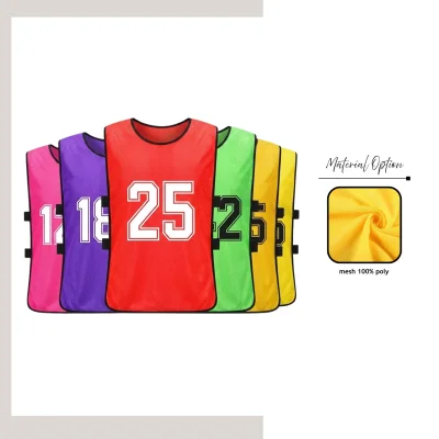 13 colors kids adult training bib elastic side strap custom screen print sports practice vest