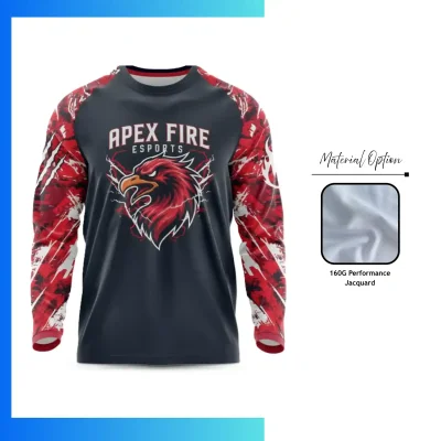 Custom Jacquard Mesh Long Sleeve T-Shirt β 160GSM Performance Sublimation Teamwear