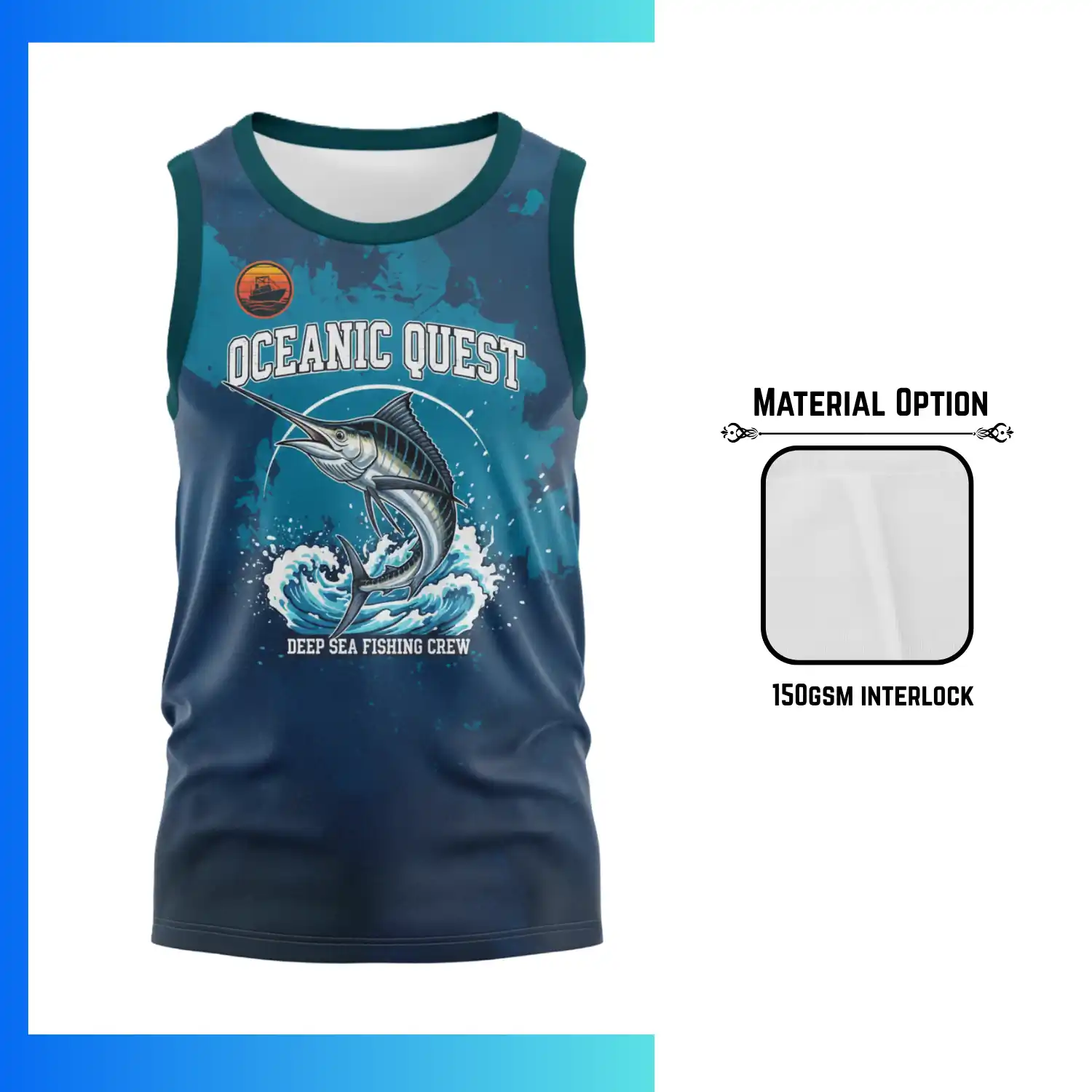 Custom Sublimation Classic Tank Top – Lightweight 150GSM Performance Sleeveless Shirt