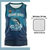 Custom full sublimation printed classic tank top for men, women and kids laid flat, showcasing vibrant all-over design.