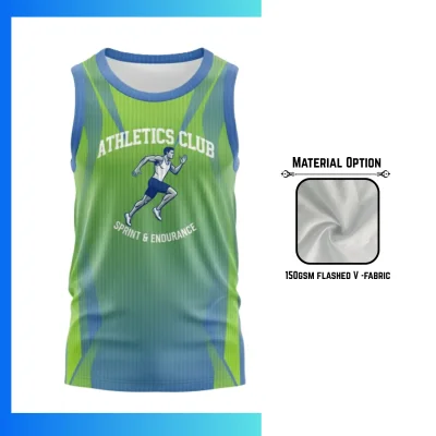 Custom Sublimation Flashed V-Fabric Tank Top β 150G Textured Performance Mesh Sleeveless Shirt