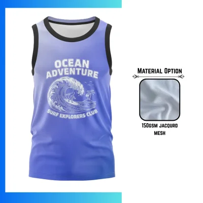 Custom Sublimation Jacquard Mesh Classic Tank Top with 150GSM Jacquard Mesh