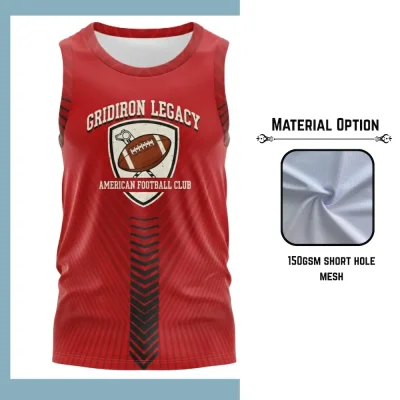 Custom full sublimation printed 150gsm flower mesh tank top for men, women and kids laid flat, showcasing vibrant design on floral textured fabric.