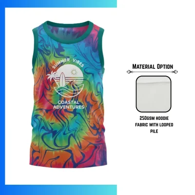 Custom Full Sublimation Lightweight Sweat Tank β 250GSM Looped Pile Sleeveless Hoodie