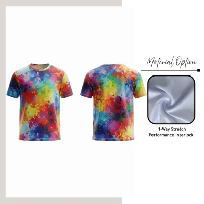 Custom full sublimation unisex performance interlock short sleeve t-shirt in pro series laid flat - SKU NPS-APP-TS-UK-SS-004