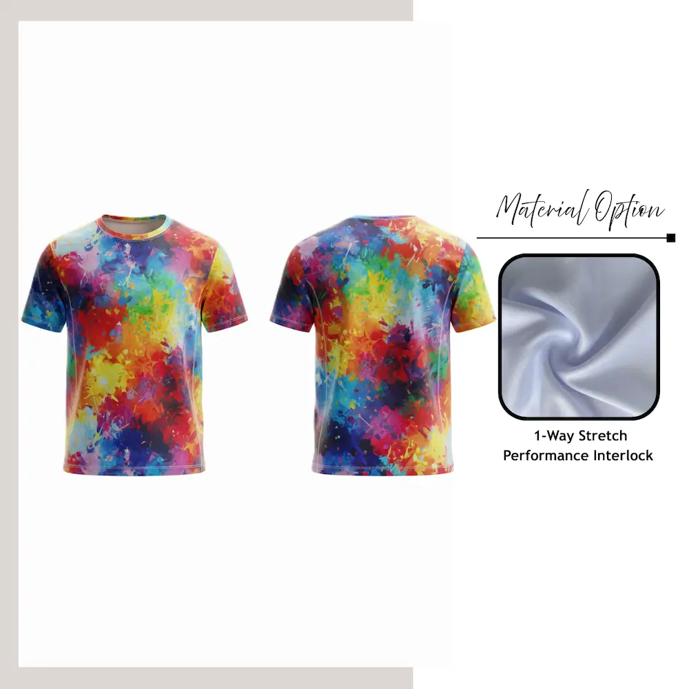 Custom full sublimation unisex performance interlock short sleeve t-shirt in pro series laid flat - SKU NPS-APP-TS-UK-SS-004