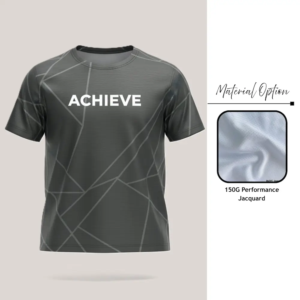 Custom full sublimation unisex jacquard mesh short sleeve t-shirt in pro series laid flat - SKU