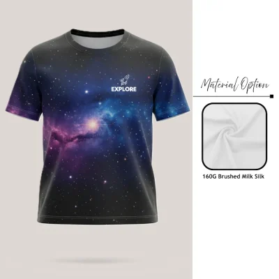 Custom full sublimation unisex brushed milk silk short sleeve t-shirt in pro series laid flat