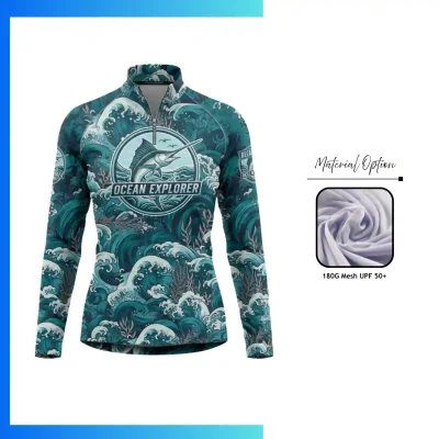 Custom Ice Silk Sublimation Fishing Jersey – Unisex & Kids Long Sleeve Quarter Zip Performance Shirt
