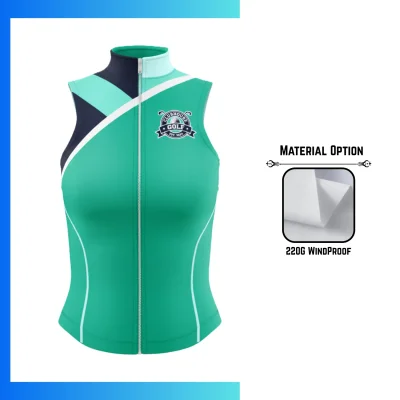 Womenβs Windproof Golf Vest β 220gsm Full Sublimation Sleeveless Zip Performance Vest