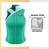 Custom women's full sublimation sleeveless golf vest in 220gsm windproof fabric with vibrant all-over geometric pattern