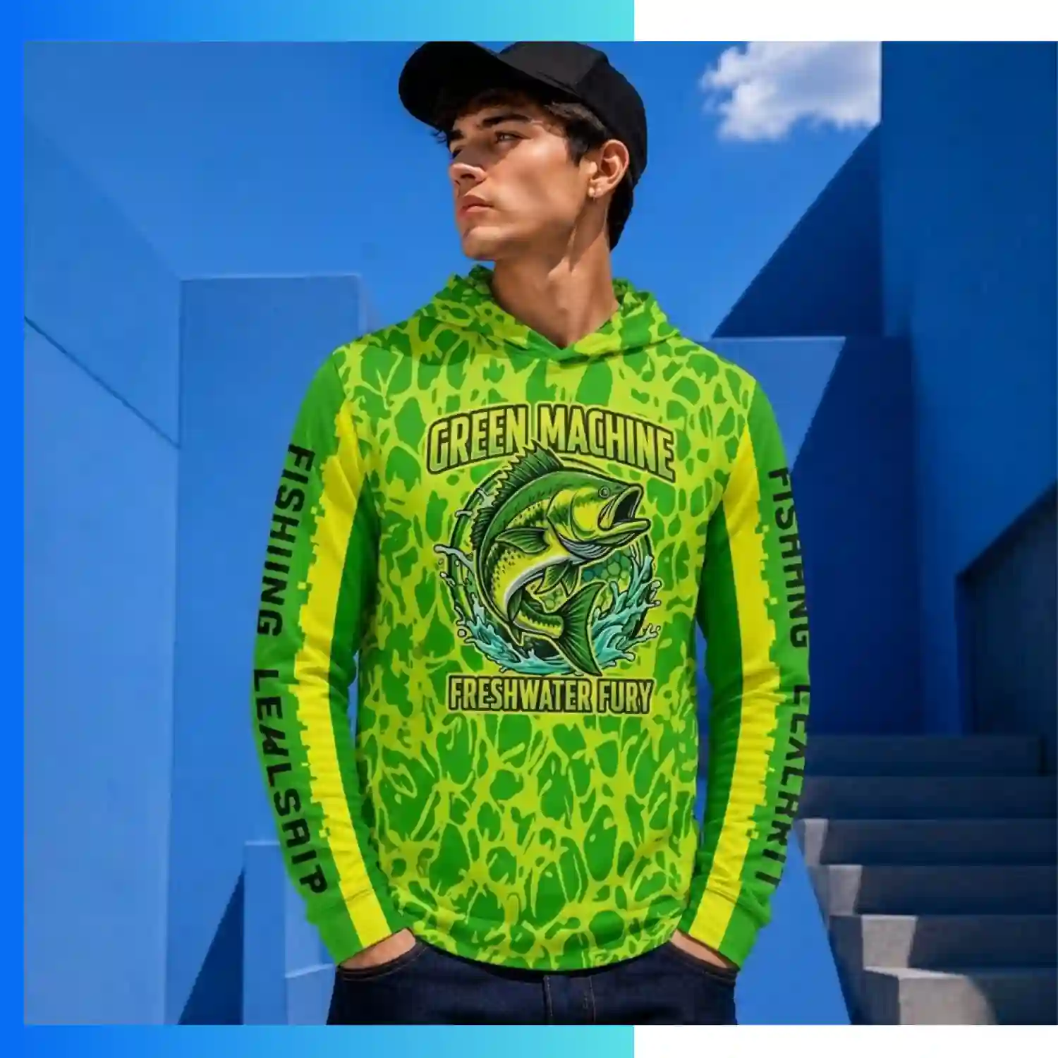 Custom Full Sublimation 2-Way Stretch Milk Silk Long Sleeve Hooded T-Shirt – Unisex & Kids Performance Hoodie - Image 3