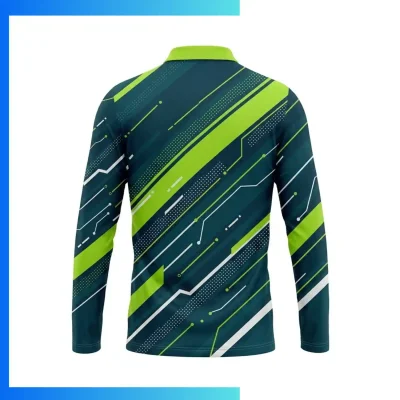 Alternative view of 75D Pique Long Sleeve Polo Shirt – Full Sublimation Custom Unisex & Kids Teamwear XS–4XL