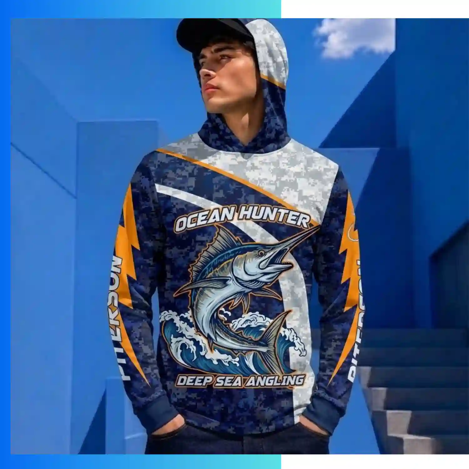 Custom 180G Ice-Silk Interlock UPF 50+ Long Sleeve Hooded Fishing T-Shirt - Image 3