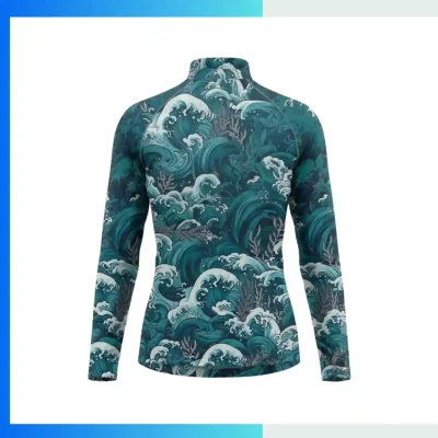 Alternative view of Custom Ice Silk Sublimation Fishing Jersey – Unisex & Kids Long Sleeve Quarter Zip Performance Shirt
