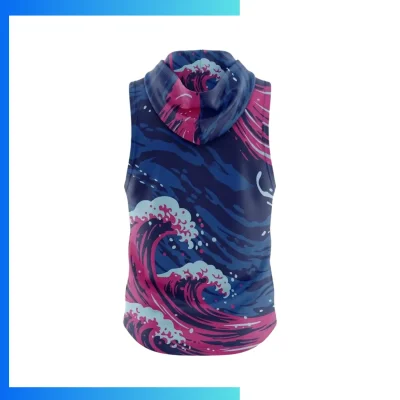 Alternative view of Custom Full Sublimation Sleeveless Hooded T-Shirt with 160GSM Brushed Milk Silk