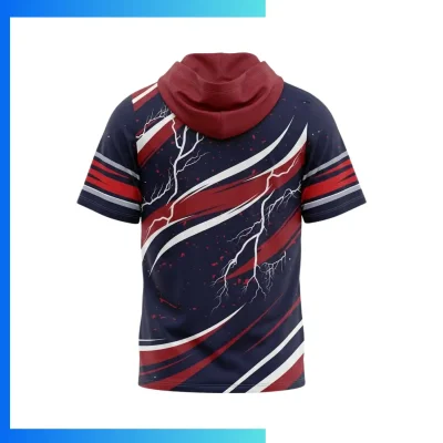 Alternative view of Custom Full Sublimation 160G Birdseye Mesh Short Sleeve Hooded T-Shirt – Breathable Performance Hoodie Tee