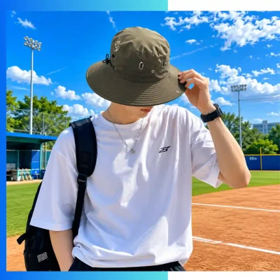 Alternative view of Taslon Speed Dry Bucket Hat with Drawstring – Custom Embroidery & Heat Press Outdoor Sun Hat