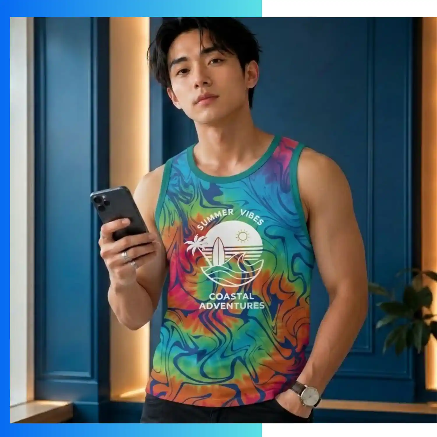 Custom Full Sublimation Lightweight Sweat Tank – 250GSM Looped Pile Sleeveless Hoodie - Image 3