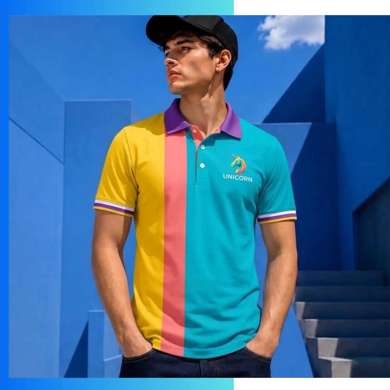 Custom Collarless Buttonless Pinhole Short Sleeve Polo Shirt – Full Sublimation Lightweight Performance Teamwear 150gsm - Image 3