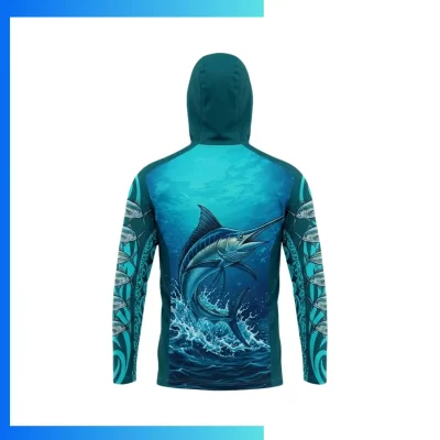 Alternative view of Custom Full Sublimation Lightweight Hoodie with Integrated Gaiter & Kangaroo Pocket – 220G Fleece-Lined Performance Hoodie