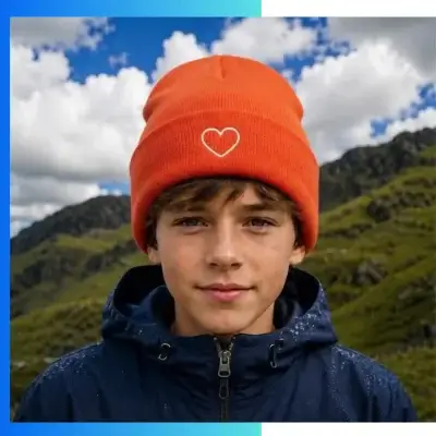 Alternative view of Kids Acrylic Cuffed Knitted Beanie Hat – Custom Logo Winter Cap for Children