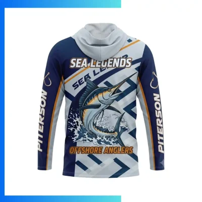 Alternative view of Custom Sublimation 180G Mesh UPF 50+ Long Sleeve Hooded Fishing Shirt – Breathable Sun Protection Wear