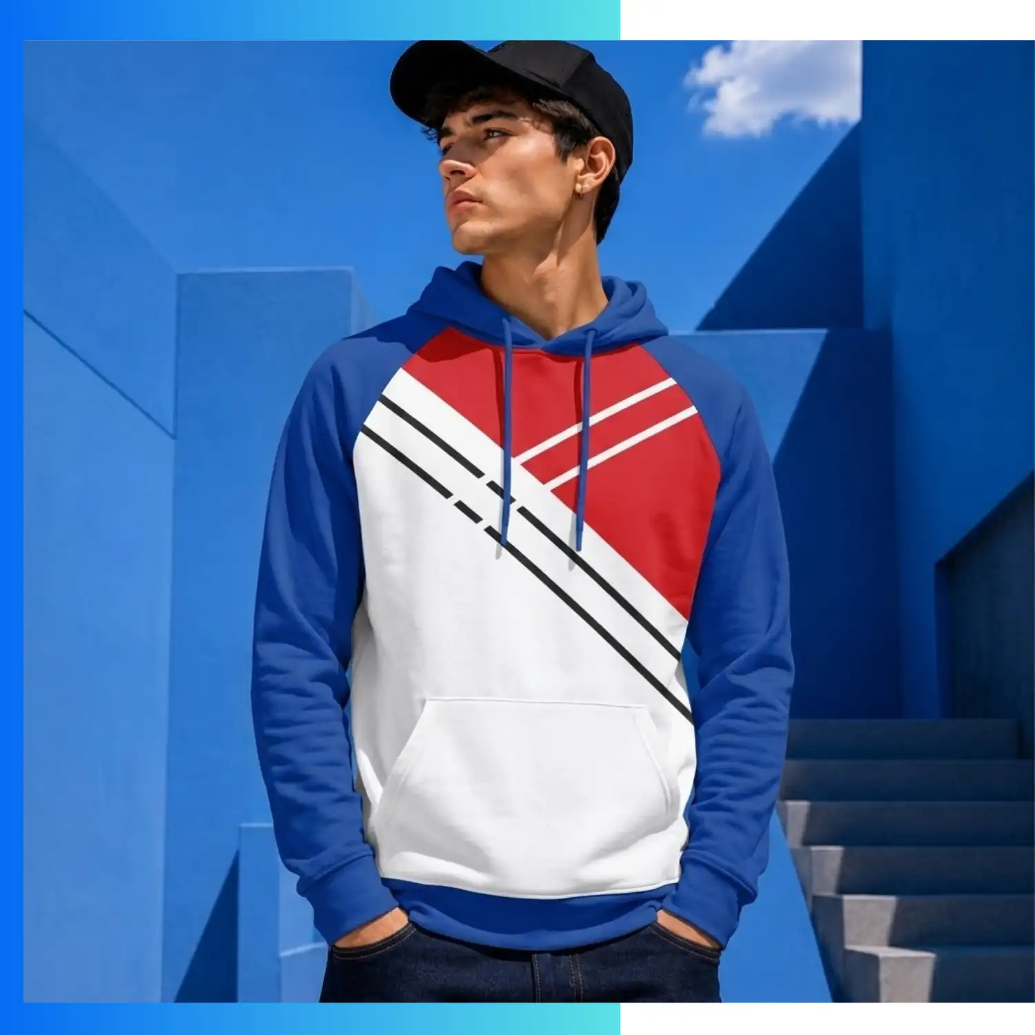 Custom Full Sublimation 250G Lightweight Hoodie with Kangaroo Pocket – Men’s, Women’s & Kids Sportswear - Image 3
