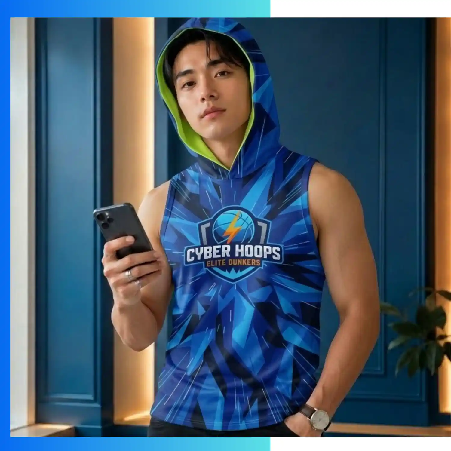 Custom Full Sublimation Cotton-Feel Sleeveless Hooded T-Shirt with 180G Cotton-Feel - Image 3