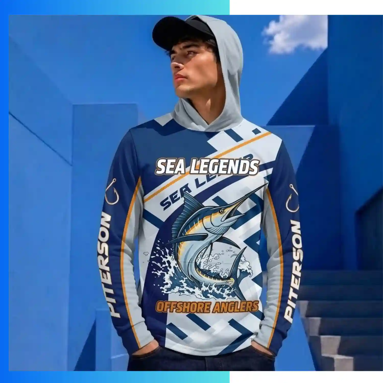 Custom Sublimation 180G Mesh UPF 50+ Long Sleeve Hooded Fishing Shirt – Breathable Sun Protection Wear - Image 3