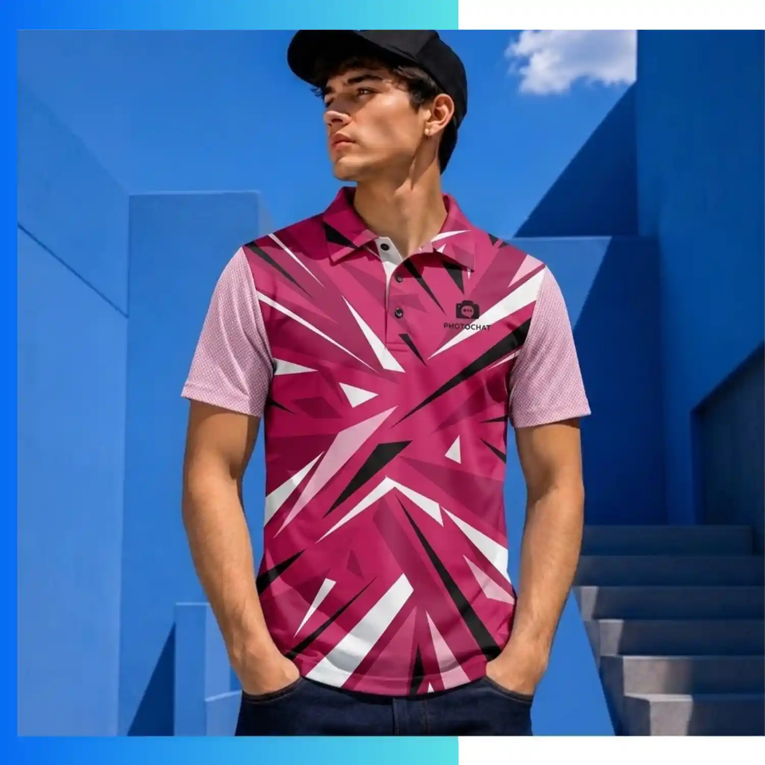 Men’s Lightweight Sublimation Golf Polo Shirt – 150GSM Performance Flashed V Fabric - Image 3