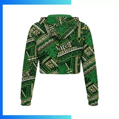 Alternative view of Custom Full Sublimation 310G Fleece-Lined Cropped Hoodie – Heavyweight Streetwear Hoodie
