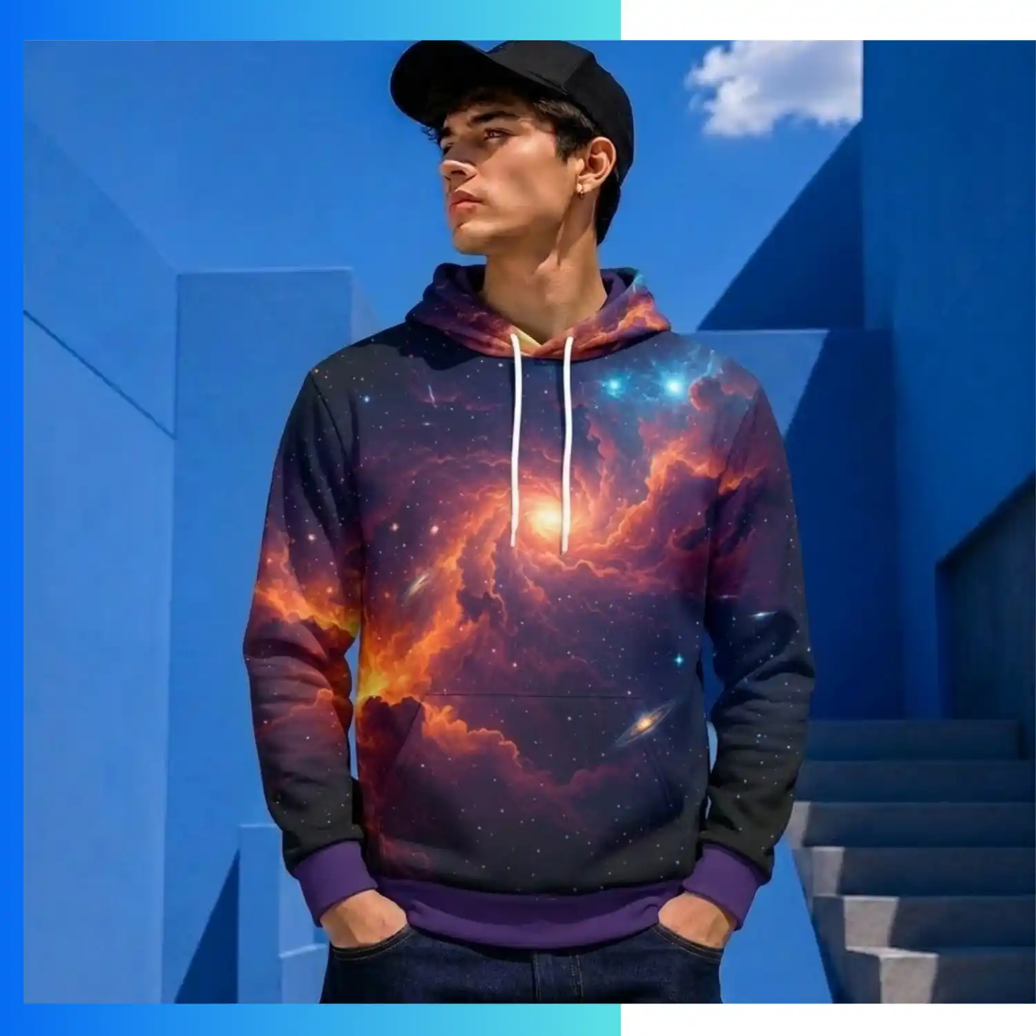 Custom Full Sublimation 310G Fleece-Lined Hoodie with Kangaroo Pocket – Heavyweight Pullover Winter Hoodie - Image 3