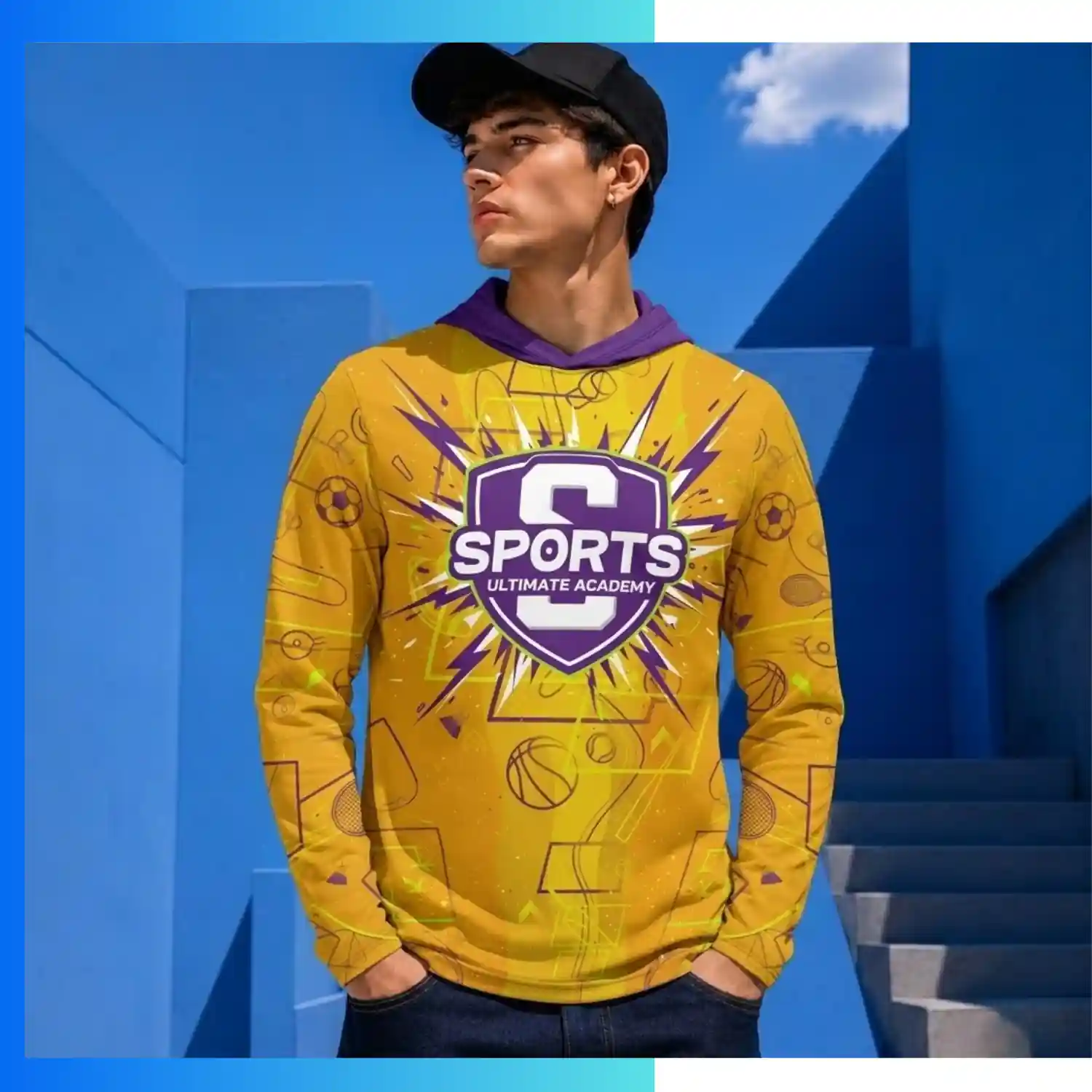 Economy Series 280G Polyester Twill Full Sublimation Hoodie with Kangaroo Pocket – Unisex & Kids Custom Pullover Hoodie - Image 3